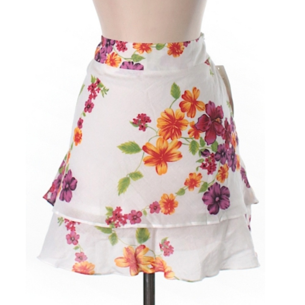 Liquid Flower Print Peplum Skirt